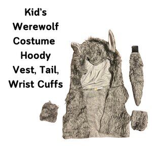 Kids Open Vest Werewolf Costume with Faux Fur Tail & Cuffs